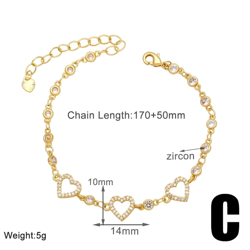 Minimalist Star Planet Copper Inlay Zircon 18k Gold Plated Bracelets