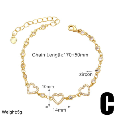 Minimalist Star Planet Copper Inlay Zircon 18k Gold Plated Bracelets