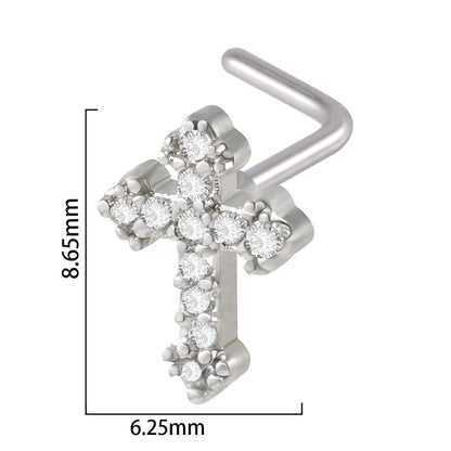 2 Pieces Nose Rings & Studs Streetwear Moon Heart Shape Butterfly 304 Stainless Steel Copper Zircon Inlay Zircon