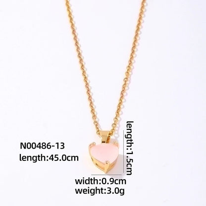 2 Pieces Elegant Minimalist Heart Shape 304 Stainless Steel Copper Plating Inlay Gold Plated Zircon Pendant Necklace