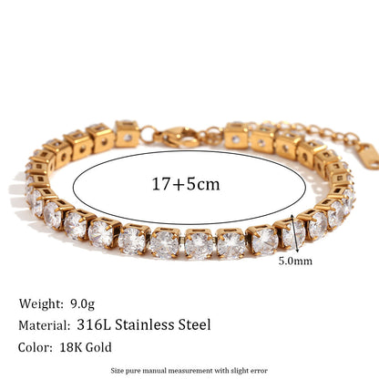 Women Fashion Quadrilateral Circle Geometric Stainless Steel 18K Gold Plated Bracelets