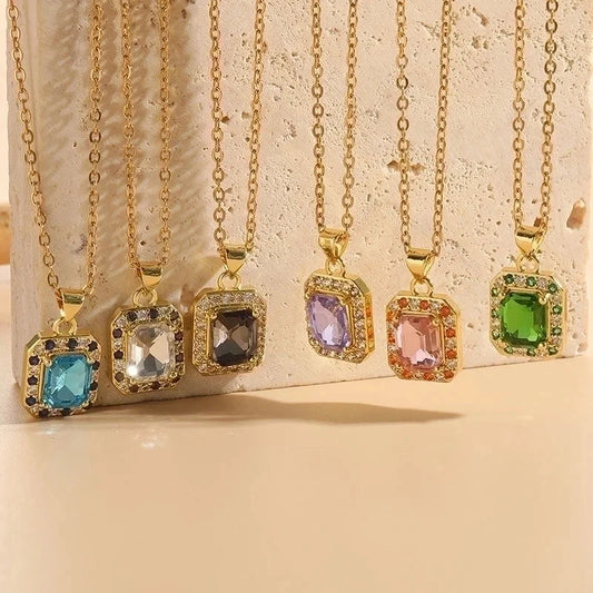 Sweet Streetwear Geometric Stainless Steel Brass 14k Gold Plated Zircon Pendant Necklace In Bulk