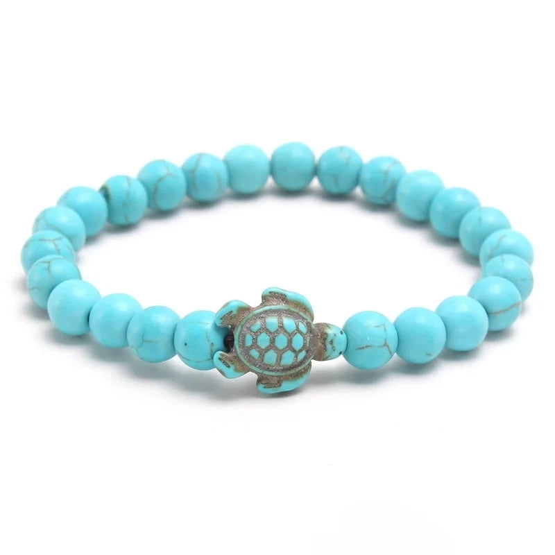 Minimalist Round Turquoise Tiger Eye Beaded Bracelets