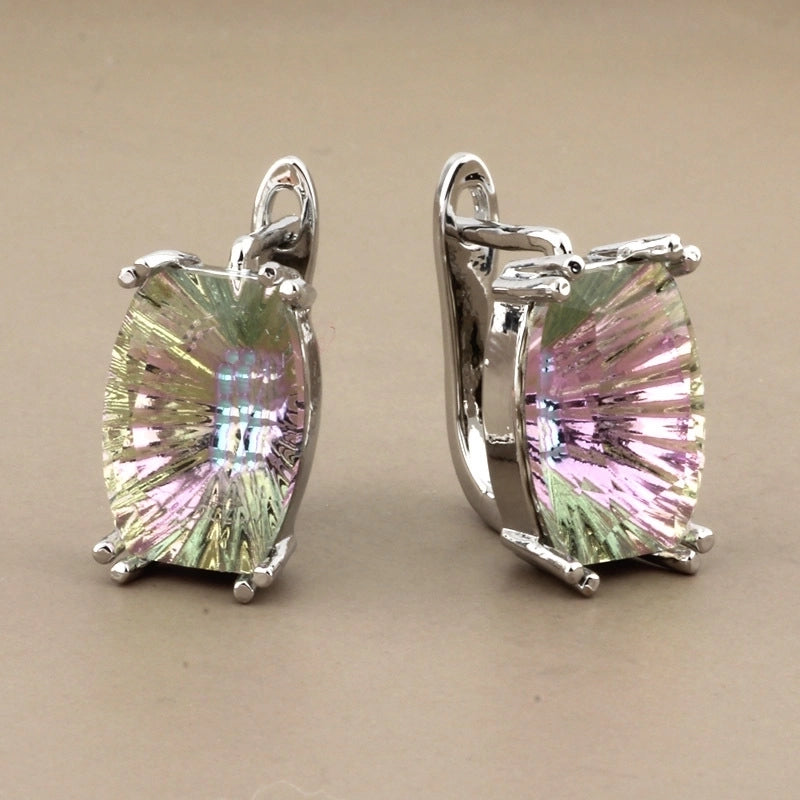 1 Pair Minimalist Classic Style Solid Color Inlay Copper Artificial Gemstones Earrings