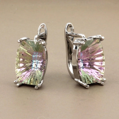 1 Pair Minimalist Classic Style Solid Color Inlay Copper Artificial Gemstones Earrings