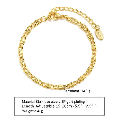 Casual Minimalist Solid Color 304 Stainless Steel 18K Gold Plated Bracelets In Bulk