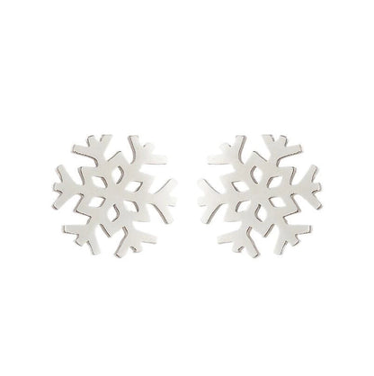 1 Pair Fashion Snowflake Plating 304 Stainless Steel 18K Gold Plated Ear Studs
