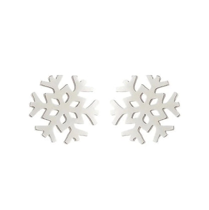1 Pair Fashion Snowflake Plating 304 Stainless Steel 18K Gold Plated Ear Studs