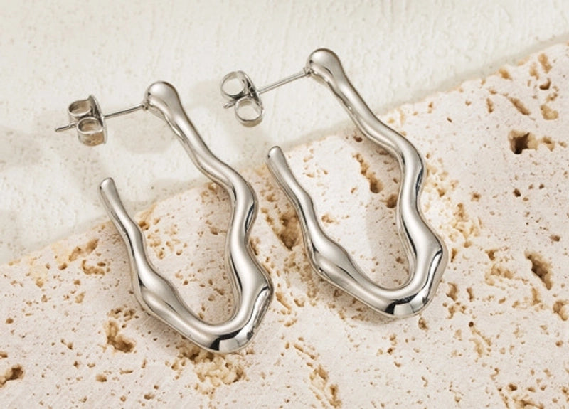 1 Pair Minimalist Geometric 304 Stainless Steel 18K Gold Plated Earrings