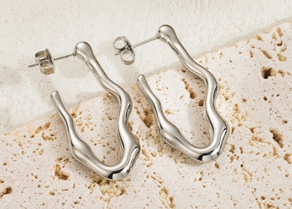 1 Pair Minimalist Geometric 304 Stainless Steel 18K Gold Plated Earrings