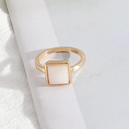 2 Pieces Minimalist Square Alloy Plating Inlay Natural Stone Women\'s Rings