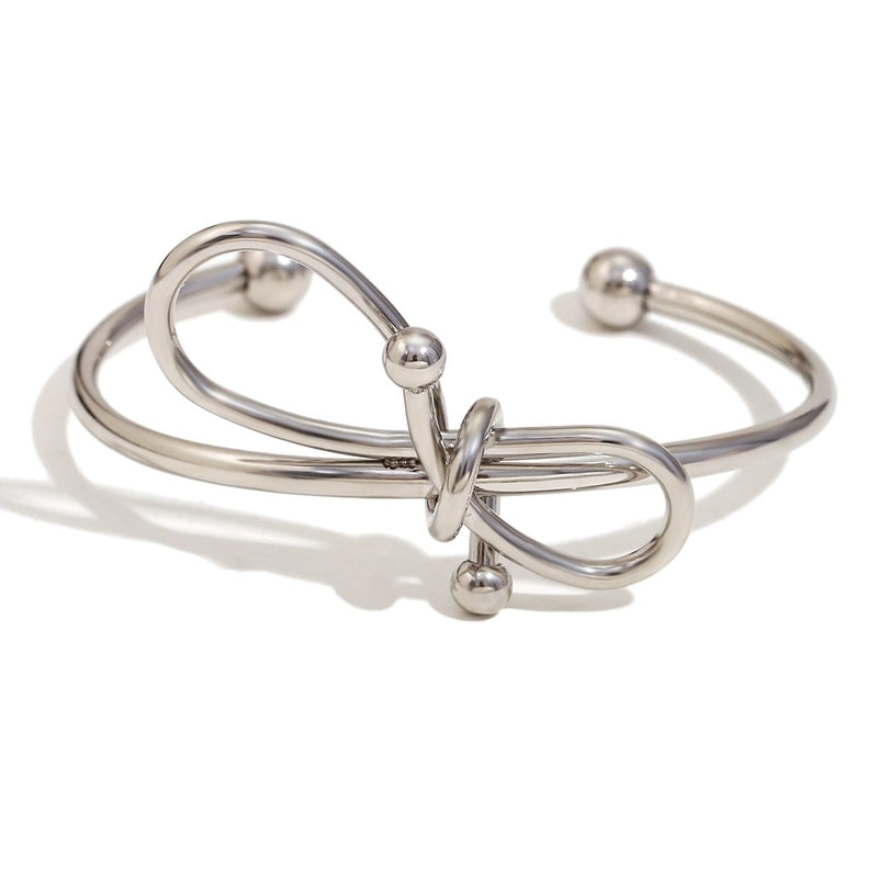 Vintage Style Classic Style Bow Knot 304 Stainless Steel Cuff Bracelets In Bulk