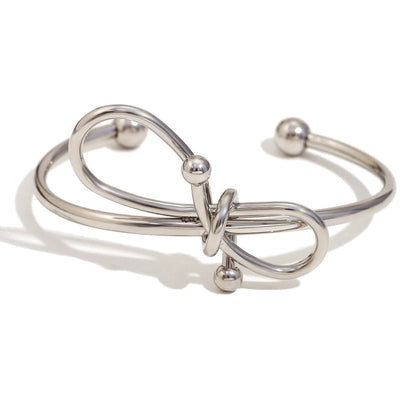 Vintage Style Classic Style Bow Knot 304 Stainless Steel Cuff Bracelets In Bulk