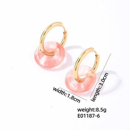 1 Pair Casual Minimalist Round Plating 304 Stainless Steel Natural Stone Earrings