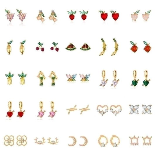 1 Pair Minimalist Flower Copper Plating Inlay Crystal Rhinestones Zircon 18k Gold Plated Gold Plated Silver Plated Earrings Ear Studs