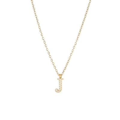 Minimalist Letter 304 Stainless Steel Zircon 16K Gold Plated White Gold Plated Plating Inlay Pendant Necklace