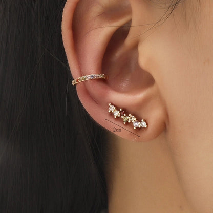 1 Set Classic Style Leaf Star Copper Inlay Zircon Earrings