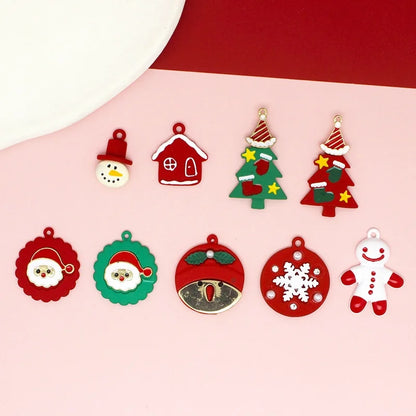 10 PCS/Package 17 * 21mm 17 * 22mm 19 * 24mm Alloy Rhinestones Penguin Christmas Tree Snowman Pendant Jewelry Accessories
