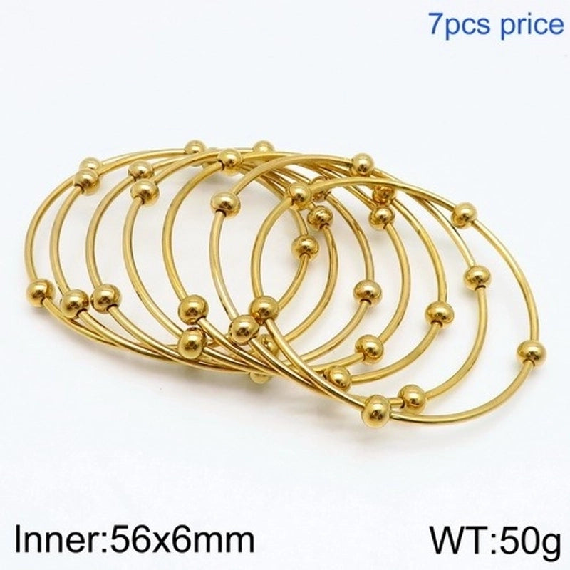 Minimalist Streetwear Solid Color Stainless Steel 18K Gold Plated Bangle In Bulk