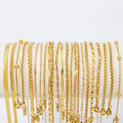 Minimalist Classic Style Geometric 304 Stainless Steel Cable Chain Snake Chain Bracelets In Bulk