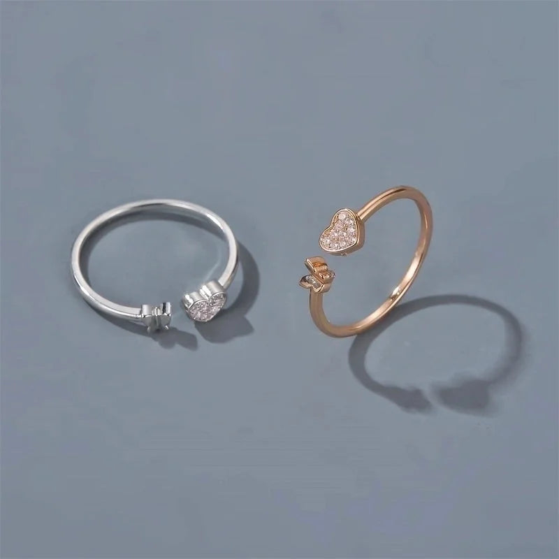 Copper Plating Heart Artificial Gemstones Copper Rings