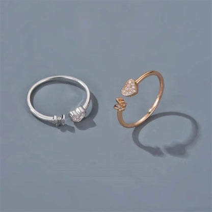 Copper Plating Heart Artificial Gemstones Copper Rings
