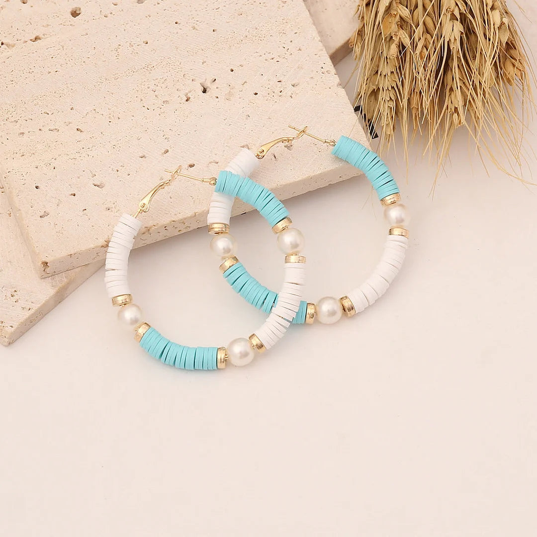 Women Fashion Bohemian U-Shape Polymer Clay Earrings