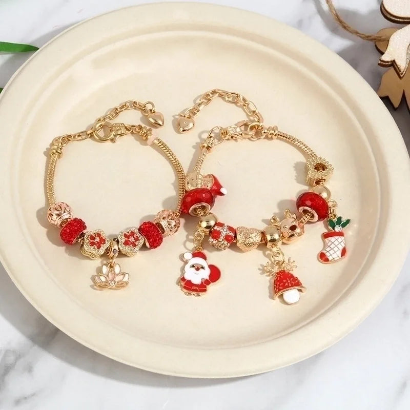 Minimalist Christmas Tree Santa Claus Snowflake Alloy Beaded Plating Women's Bracelets 1 Piece
