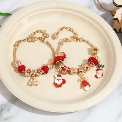 Minimalist Christmas Tree Santa Claus Snowflake Alloy Beaded Plating Women's Bracelets 1 Piece