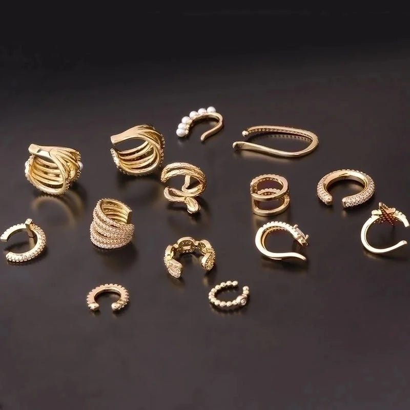 Ear Cartilage Rings & Studs Fashion C Shape Copper Plating Inlay Pearl Zircon