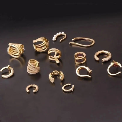 Ear Cartilage Rings & Studs Fashion C Shape Copper Plating Inlay Pearl Zircon