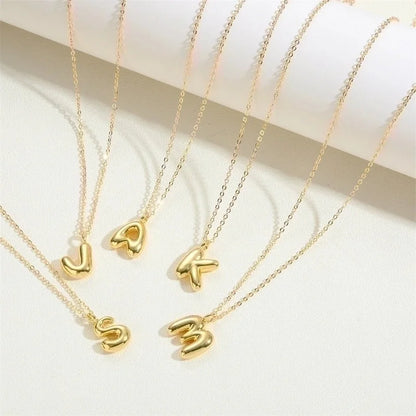 Copper 14K Gold Plated Minimalist Letter Pendant Necklace