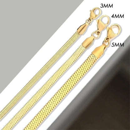 Vintage Style Classic Style Geometric 304 Stainless Steel Flat Snake Chain Bracelets In Bulk