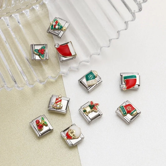 1 Piece 9*10mm 201 Stainless Steel Christmas Tree Santa Claus Christmas Socks Jewelry Accessories