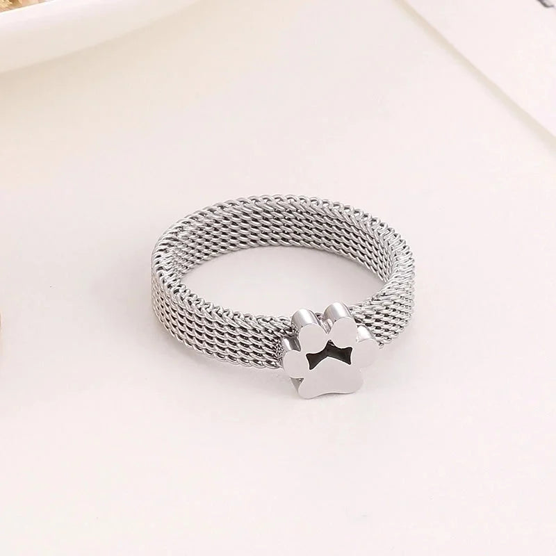 1 Piece Retro Solid Color Stainless Steel Plating Rings