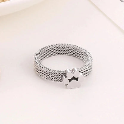 1 Piece Retro Solid Color Stainless Steel Plating Rings