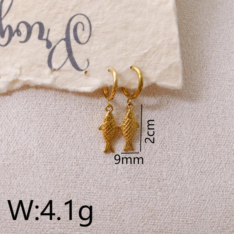 1 Pair Funny Romantic Scallop Fish 304 Stainless Steel 18K Gold Plated Drop Earrings