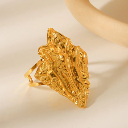 IG Style Ring Irregular Hammered Geometric Stainless Steel Electroplating Rings
