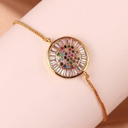 Fashion Color Block Copper Plating Inlay Zircon Bracelets 1 Piece