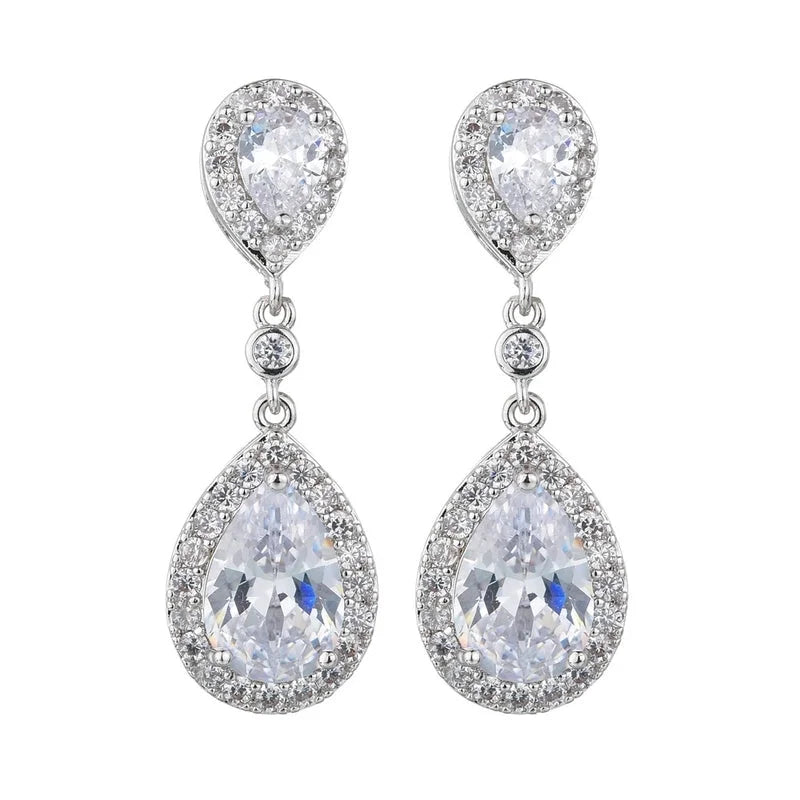 1 Pair Streetwear Water Droplets Plating Inlay Copper Zircon 24K Gold Plated White Gold Plated Drop Earrings