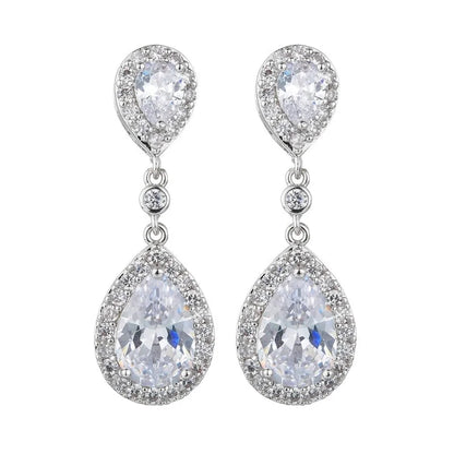 1 Pair Streetwear Water Droplets Plating Inlay Copper Zircon 24K Gold Plated White Gold Plated Drop Earrings