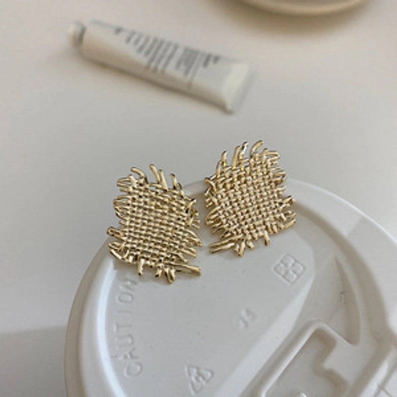 Retro Geometric Copper Inlay Artificial Pearls Zircon Ear Studs 1 Pair