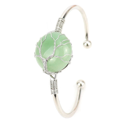 Minimalist Round Artificial Crystal Natural Stone Copper Handmade Bangle