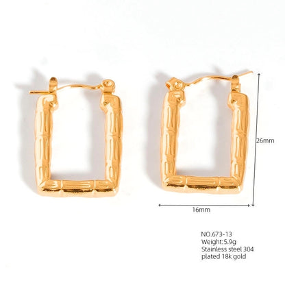 1 Pair Casual Modern Style Classic Style U Shape Geometric 304 Stainless Steel Titanium Steel 18K Gold Plated Earrings