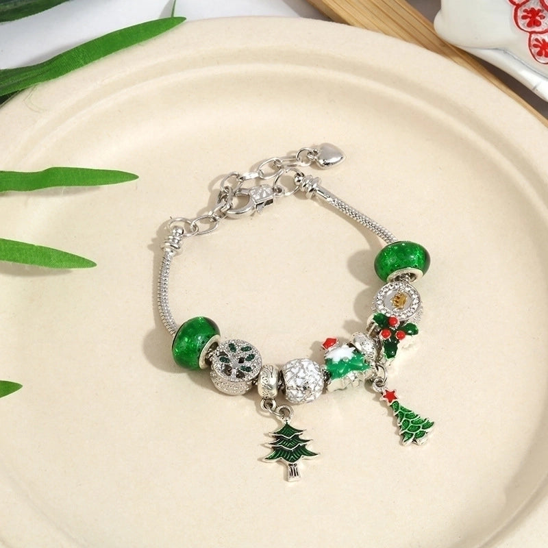 Minimalist Christmas Tree Santa Claus Snowflake Alloy Beaded Plating Women's Bracelets 1 Piece