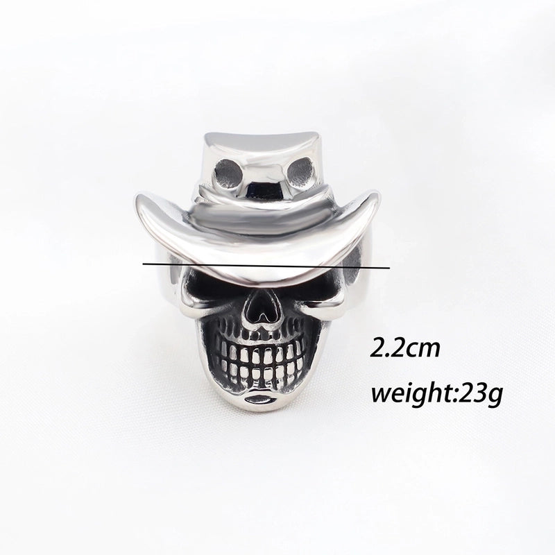Vintage Style Punk Geometric Skull Stainless Steel Plating Halloween Men'S Rings