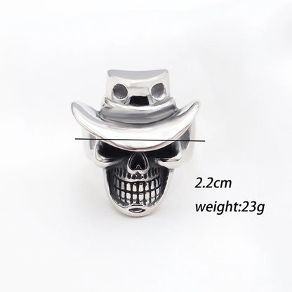 Vintage Style Punk Geometric Skull Stainless Steel Plating Halloween Men'S Rings