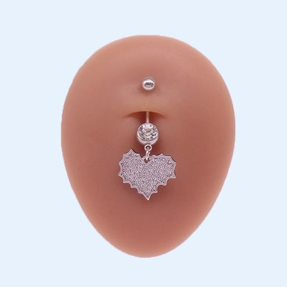 Cute Sweet Heart Shape Flower Butterfly Stainless Steel Copper White Gold Plated Gold Plated Rhinestones Zircon Belly Ring In Bulk