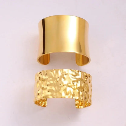 Classic Style Solid Color 304 Stainless Steel 18K Gold Plated Bangle In Bulk Stainless Steel Bracelets