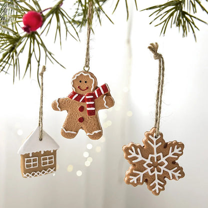 Christmas Resin Gingerbread Man Small Pendant Christmas Snowflake Bell Pendant Diy Christmas Tree Outfit